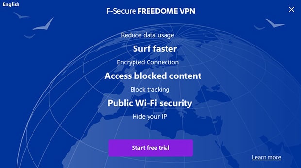 F-Secure Freedome VPN Install screen
