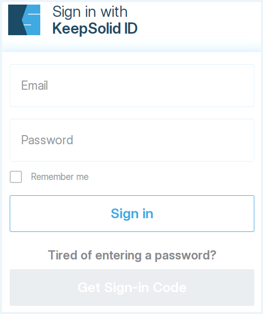 KeepSolid VPN Unlimited log in screen